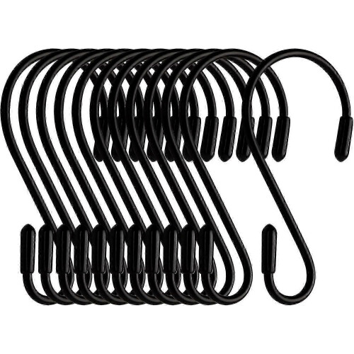 12 Pack S-Hooks Black 8cm S-Shaped Maximum Load: 5kg