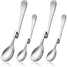 Jam spoon, stainless steel latte macchiato spoon hanging spoon set 4 pieces suitable compatible with coffee, tea, cake