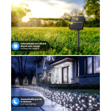 15,5 m 120 LED solcellelyskæde, kold hvid, 8 lysindstillinger, IP65