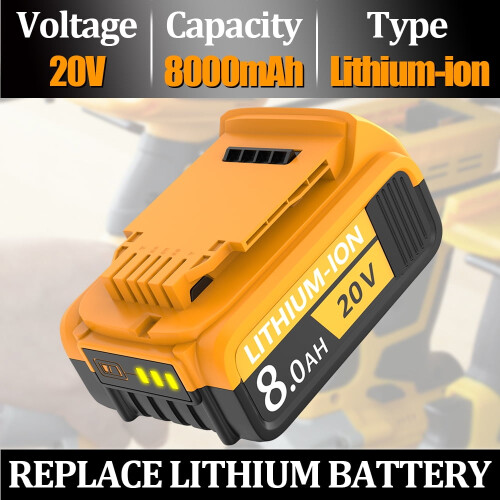 20 V 8,0 Ah:n litiumioniakku DeWalt DCB200:lle 2