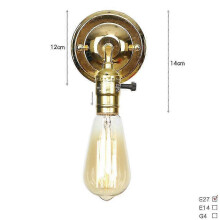 Vintage Lampenfassung E27 Edison, Vintage Wandlampenfassung mit Schalter, Heimdekoration, 220 V, goldener Knauf