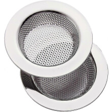 Roestvrijstalen gootsteenfilter, afvoerzeef voor de gootsteen, brede rand, diameter 4,3 inch (set van 2)