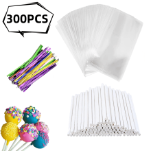 Palitos para Cake Pop com Saquinhos para Doces e Lacres de Torção – 300 unidades
