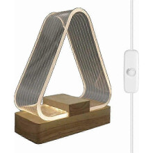 USB Nachttischlampe, dreieckig, modern, aus Massivholz, mit LED Nachtlicht, Kinder Nachttischlampe mit USB Aufladung