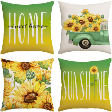 Housses de coussin printanières 50 x 50 cm, coton et lin, lot de 4