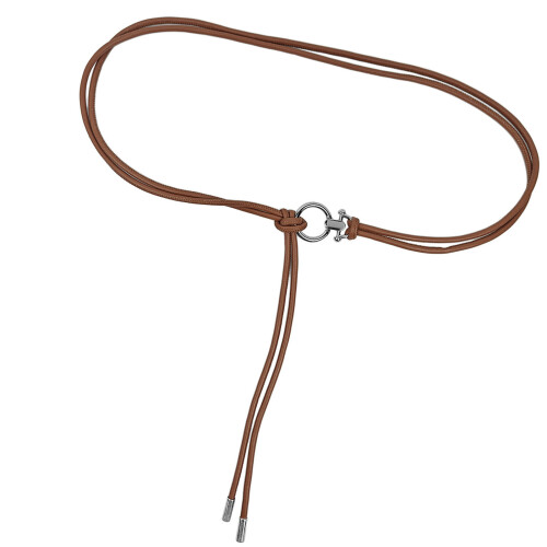 Easy Adjust Knot Closure Waist Girdle Retro PU Leather-Camel