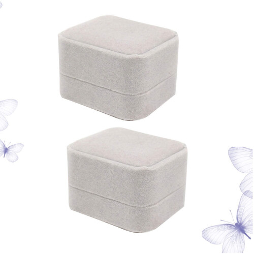 Flanellringboks til forlovelsesringer – grå, 7x6x5cm