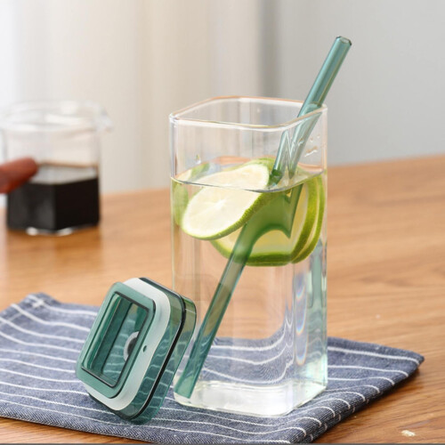 Burkformade glasmuggar med lock, 350 ml 2