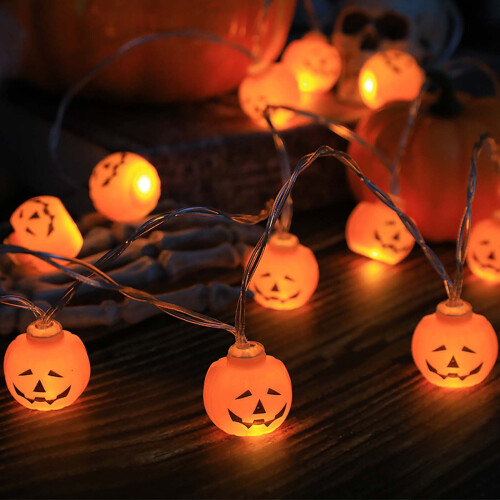 Halloween hanging pumpkin lights orange mini ball 1 pack 2