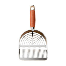 Kattesandspade i rustfritt stål med trehåndtak - Finmasket for Tofu Sand