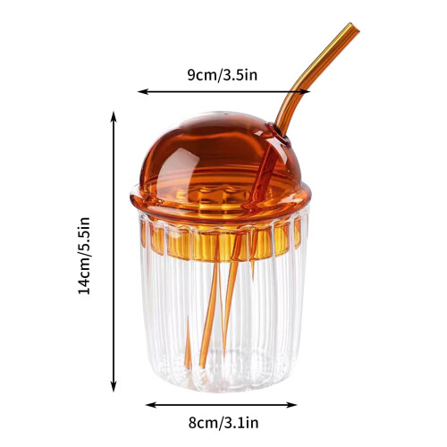 15oz Borosilikatglasbecher mit Deckel und Strohhalm 1