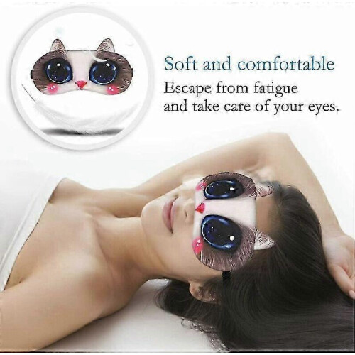 4-Pack Cute Cat Sleeping Masks - Soft Fluffy Eye Cover 1
