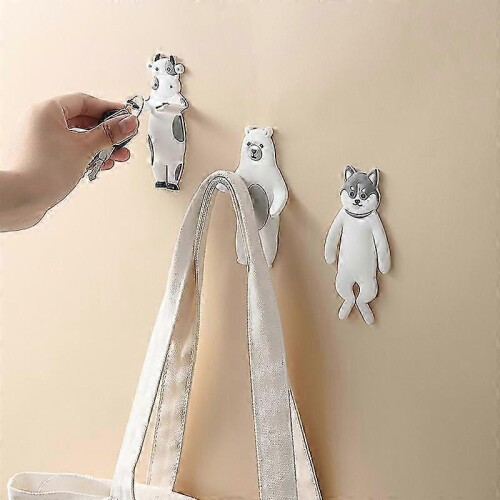 2-pack foldable soft glue seamless multi-functional glue hook creative kitchen storage rack special-shaped belt animal hook 1