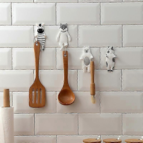2-pack foldable soft glue seamless multi-functional glue hook creative kitchen storage rack special-shaped belt animal hook 2