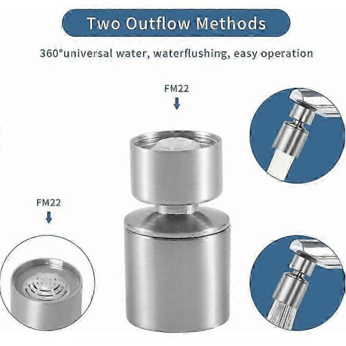 360 Faucet Aerator - FM22 Water-Saving, 2 Spray Modes 1