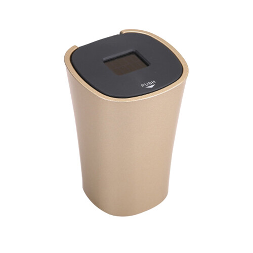 Solar-Powered Car Ashtray with LED Light – Gold 1