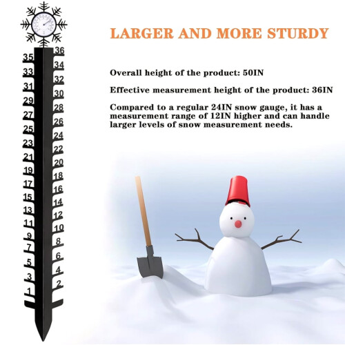 Medidor de neve metálico de 91 cm (36 polegadas) com desenho de floco de neve 1