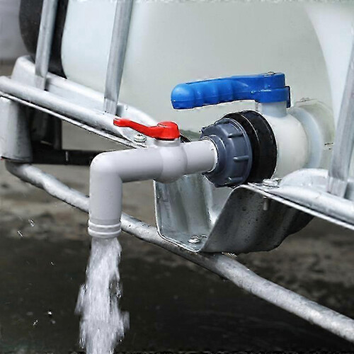 Plastic IBC Tank Adapter - 60 Coarse Thread to 1" Ball Valve 1