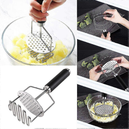 Potato Masher, Stainless Steel Potato Masher, Dual Function Design, Kitchen Tools compatible with Making Smooth Mashed Potatoes, Citrus Vegetables 1