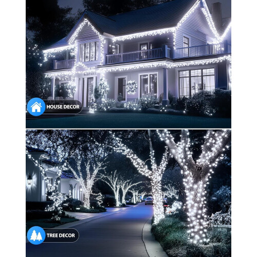 15,5 m 120 LED solcellelyskæde, kold hvid, 8 lysindstillinger, IP65 2
