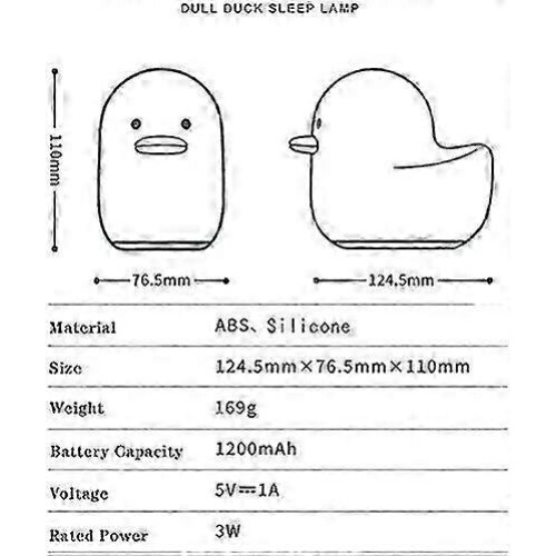 USB Rechargeable Duck Night Light - Silicone Kids' Lamp 1
