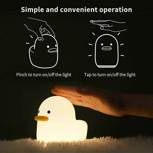 USB Rechargeable Duck Night Light - Silicone Kids' Lamp 2