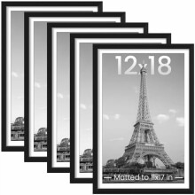 Ensemble de 5 cadres photo 18x24, cadres muraux noirs