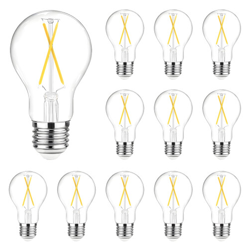 A19 Vintage LED Edison Bulb 8W 800LM 5000K E26 12 Pack