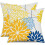 Capas de almofada amarelas e azuis de 60x60 cm (2 unidades), impermeáveis. 1