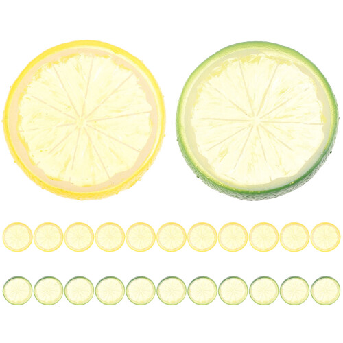 24 tranches de citron artificielles décoratives en PVC