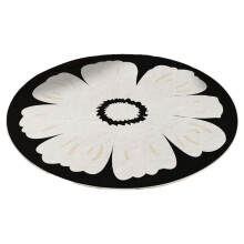 Round Non-Slip Area Rug 80x80cm Black Short Plush
