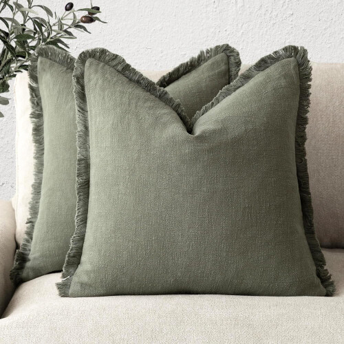Fodere per cuscini in ramia e cotone con frange 45x45 cm (18x18") –