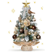 20" Pre-Lit Flocked Mini Christmas Tree