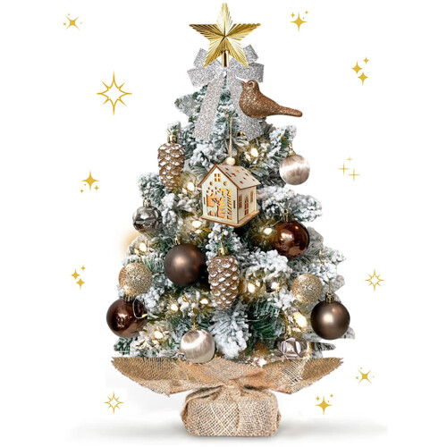 20" Pre-Lit Flocked Mini Christmas Tree