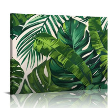 Tropical Leaf Canvas Wall Art Print Framed 20x16 in