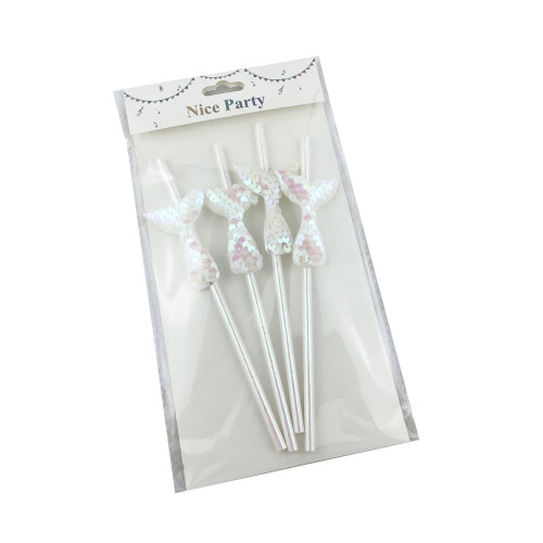 Pailles en papier Elainilye blanches (4 pièces)