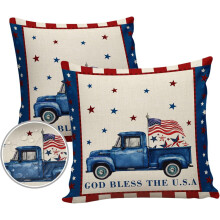 Outdoor-Kissenbezüge, 2er-Set, Bauernhofblau, Truck-Motiv, Amerikanisch