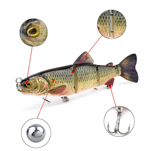 Angelköder, 4-Segment-Hartköder, Swimbait-Hartköder, langsam sinkende, schwimmende Köder, geeignet für Süßwasser und Salzwasser 2