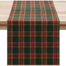 Caminho de mesa xadrez vermelho natalino 33x122 cm