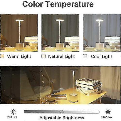 Rechargeable Cordless Table Lamp - 3 Colors, 3600mAh 2