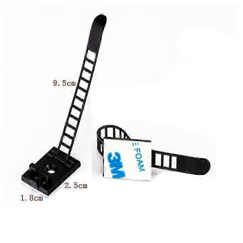 Black Adjustable Cable Holder, 100 Cable Clips Adjustable Cable Ties, 3M Self-Adhesive Cable Clips Cable Clamps 2