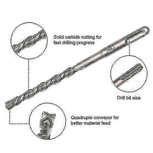 9-Piece Concrete Drill Bit Set (5-16mm) - SDS-Plus compatible with Brick/Tile 2