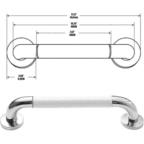 White Bathtub Safety Handle - Fluorescent Wall Mount Rail 1