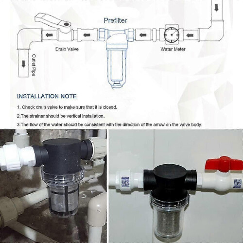 3/4 inch waterpompfilter met 80 mesh roestvrijstalen filter, inline filter, tuinfilter 2