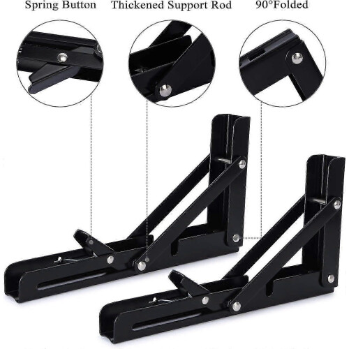 2pcs Folding Shelf Bracket 250mm Folding Bracket Wall Bracket Heavy Duty Folding Bracket Black Folding Console Bracket 1