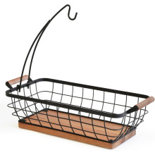 Cesta rectangular para frutas con colgador de plátanos, de metal y