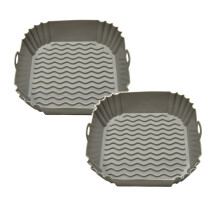 Bandeja quadrada de silicone para fritadeira a ar, 2 peças