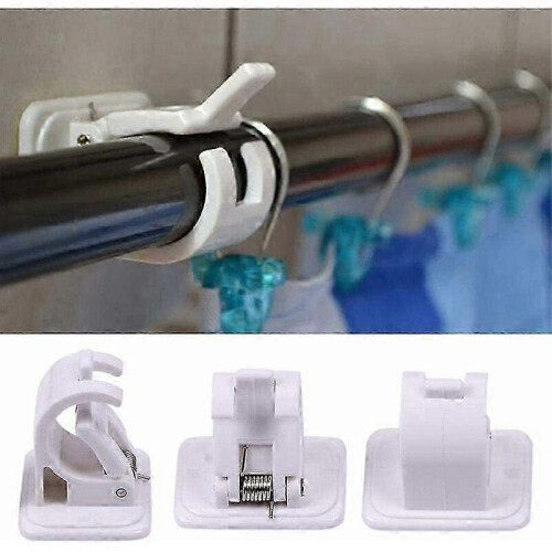 4-Pack No-Drill Curtain Hooks - Self-Adhesive Rod Brackets 1