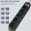 Block 5 socket with switch/flat plug 3 meters black 5