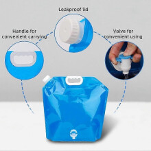 Sac de stockage d'eau pliable de grande capacité (10 L) avec valve, étanche et portable, idéal pour le camping et la randonnée.